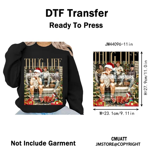 Thug Life Cartoon Movie Xmas Friends Christmas Thief Iron on Washable DTF Transfers Stickers Ready to Press for T-shirts Bags