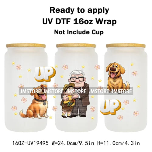 Up Gifts Balloon House Adventure Old Man 16OZ UV DTF Cup Wraps Ready To Apply Waterproof Transfer Stickers For Libbey Glass Can
