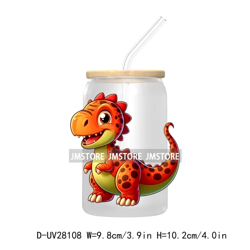 Cute Baby Dinosaur Kids Gift UV DTF Transfer Stickers Decals For Libbey Cold Cups Mugs Tumbler Waterproof Craft Cartoon Animals