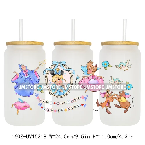 Princess Cartoon Magical Mirror Bow UV DTF Stickers Ready to Transfer Cup Wrap Custom Labels For Libbey Can Glass Tumblers Mugs