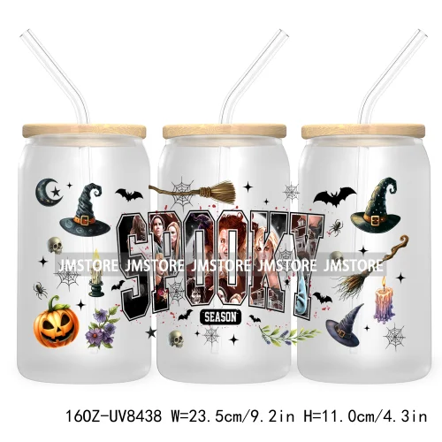 Cartoon Halloween Horror Friends UV DTF Sticker For 16OZ Libbey Glass Cup Can Wrap Transfer Stickers Custom Label DIY Logo Skull