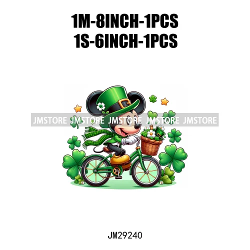 Cute Cartoon Character St Patrick's Irish Day Shamrock Lucky Vibes Iron On DTF Transfers Stickers Ready To Press For Hoodies