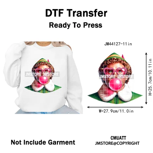 Funny Christmas Movie Quotes Cartoon Characters Santa Iron on Washable DTF Heat Transfer Stickers Ready to Press for Sweatshirts