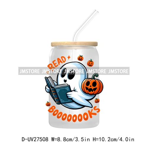 Cute Ghost Stay Spooky Halloween Pumpkin UV DTF Transfer Stickers Decals For Libbey Cold Cups Mugs Tumbler Waterproof Craft Boo