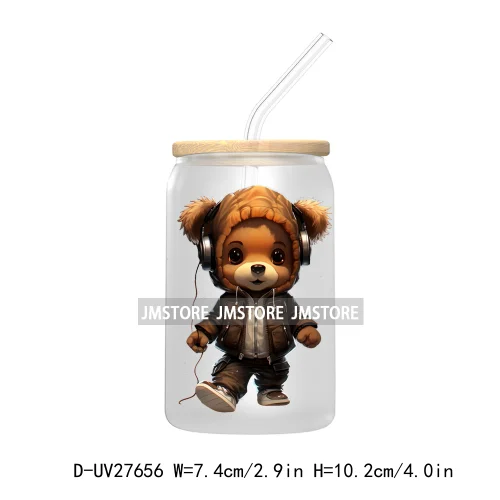 Hip Hop Urban Graffiti Teddy Bear UV DTF Transfer Stickers Decals For Libbey Cold Cups Mugs Tumbler Waterproof Trendy Bears Doll