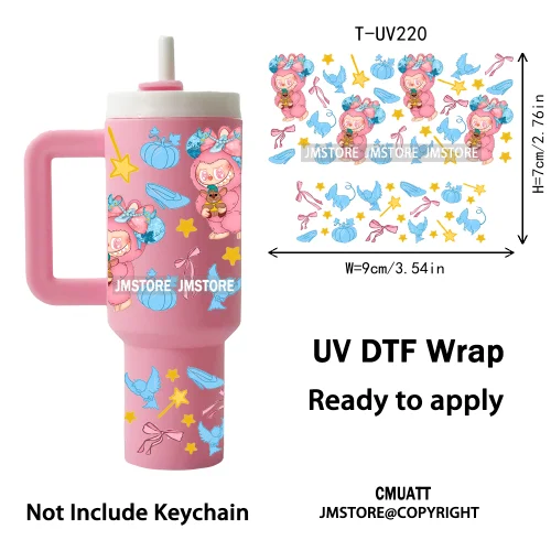 Coquette Bow Cartoon Monsters UV DTF Custom Prints Ready To Apply Transfer Stickers Waterproof Wraps For Mini Tumbler Keychain