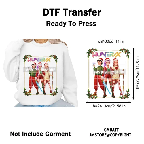 Cartoon Kpop Demon Music Anime Girly Merry Christmas Iron on Washable DTF Heat Transfer Stickers Ready to Press for T-shirts Bag