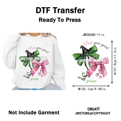 In My Witch Era Pink Goes With Green Coquette Bow Magic Broom Iron on DTF Washable Transfers Stickers Ready to Press for Textile