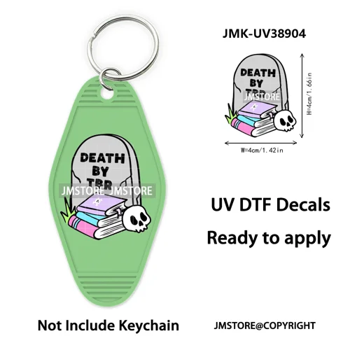 Reading Book Animals Mental Health UV DTF Motel Keychain Wraps Ready To Apply Waterproof High Quality Hotel Keychain Decals