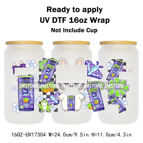 Miniso Cartoon Character Monster Doll 16OZ UV DTF Cup Wraps Ready To Apply Waterproof Transfer Stickers For Libbey Glass Can Mug