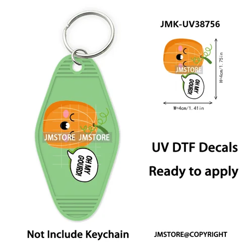 Funny Halloween Skull Skeleton Ghosts UV DTF Motel Keychain Wraps Ready To Apply Waterproof High Quality Hotel Keychain Decals