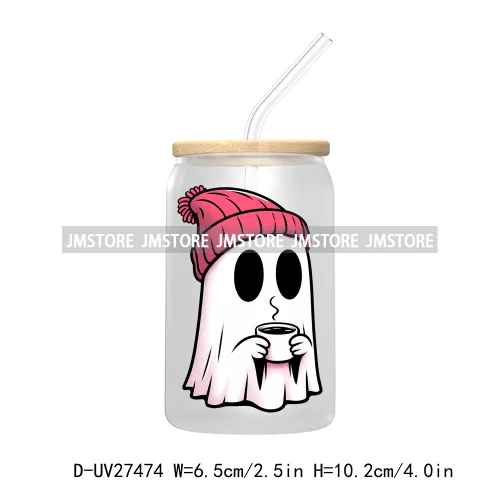 Trick or Teach Ghouls Halloween UV DTF Transfer Stickers Decals For Libbey Cold Cups Mugs Tumbler Waterproof Label Spooky Season