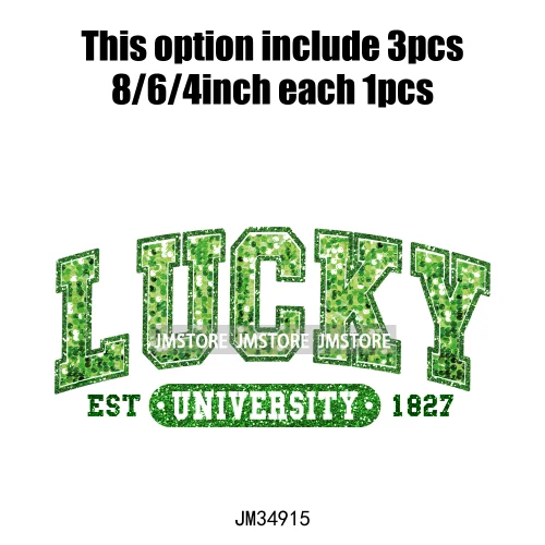 In My Lucky Era Faux Green Sequin Glitter St.Patrick's Lucky Charm Iron On DTF Transfers Stickers Ready To Press For Sweatshirts