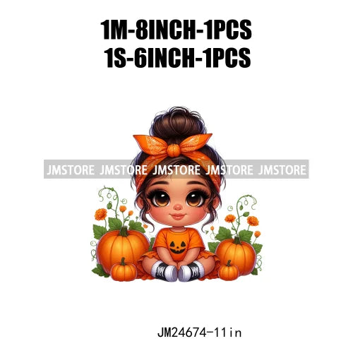 Funny Headband Hispanic Cute Latina Baby Girls Halloween Pumpkin Designs Iron On DTF Heat Press Transfer Stickers For Shirt Bags