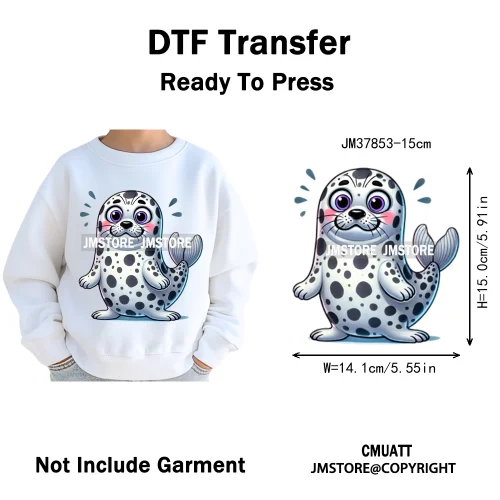 15cm 5.9in Cute Sea Underwater Animal Quirky Fish Octopus Decals Washable Iron On DTF Heat Transfers Stickers For Kids T-Shirts