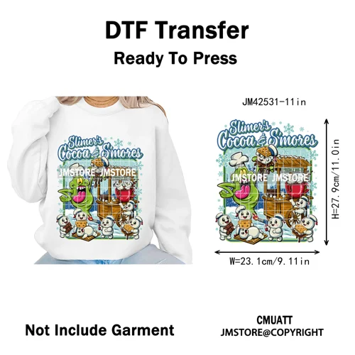 Cartoon Christmas Club Snow Winter Vibes Holly Jolly Santa Iron on DTF Washable Transfers Stickers Ready to Press for Clothing