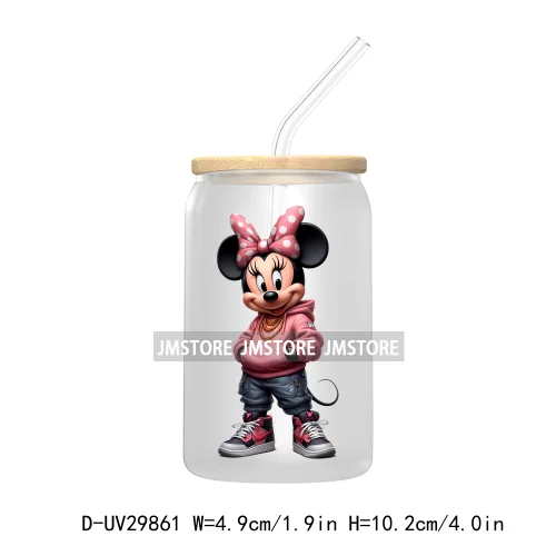 Streetwear Mouse Girl Boy UV DTF Transfer Stickers Decals For Libbey Cold Cups Mugs Tumbler Waterproof Labels Cartoon Characters