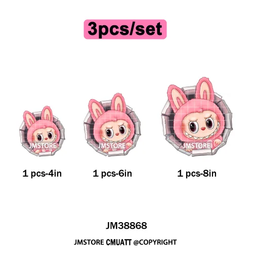 Coquette Bow Monster Doll Drinking Soda Bottle Thermal Printing Iron on DTF Washable Transfer Sticker Ready to Press for Clothes