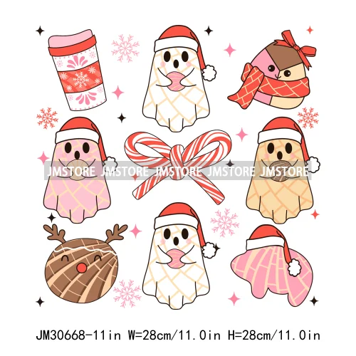 Pan Dulce Concha Ghost Christmas Feliz Latina Girl Muerta Por Dentro Pero Es Navidad Iron On DTF Transfers Stickers For Clothes