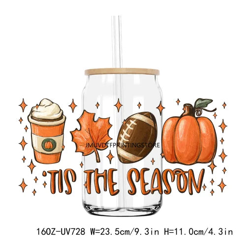 Thanksgiving Fall Thick And Juicy 16OZ UV DTF Cup Wrap Transfers Stickers Custom Labels DIY Waterproof Logo For Libbey Glass Can