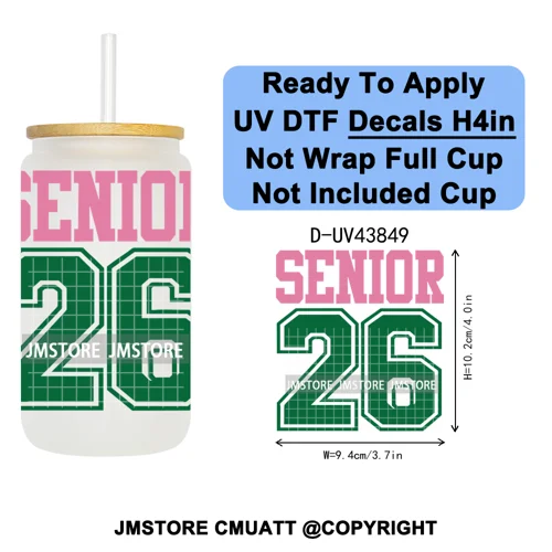 Graduation Crew 2026 Senior UV DTF Transfer Stickers Decals Ready To Apply Good Quality Prints For Libbey Cold Cup Mug Bottle