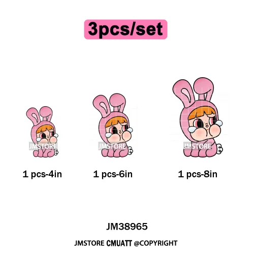 Cute Cry Tears Sad Girls Cartoon Dolls Love Designs Iron on DTF Washable Heat Transfers Stickers Ready to Press for Clothes Bags