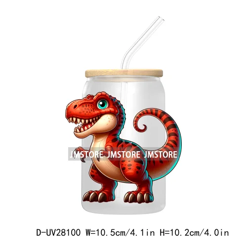 Cute Baby Dinosaur Kids Gift UV DTF Transfer Stickers Decals For Libbey Cold Cups Mugs Tumbler Waterproof Craft Cartoon Animals