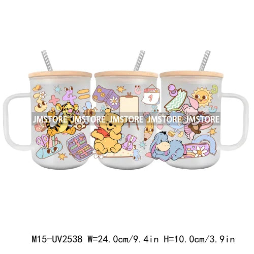 Cartoon Baby Little Princess UV DTF Glass Can Wrap For 15OZ Mug Glass Cup Transfer Stickers DIY Custom Logo Labels Magic Kingdom