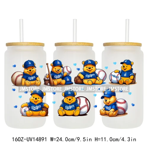 Baseball Sport Cartoon Characters UV DTF Wraps Transfer Sticker Ready To Apply Waterproof Logo For 16OZ Libbey Glass Can Tumbler