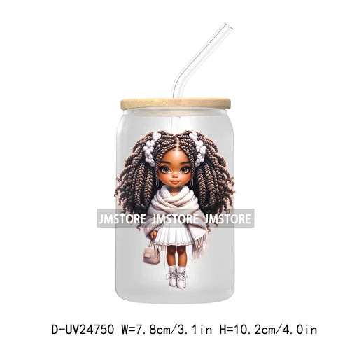 Cute Little Black Boy Girl UV DTF Transfer Stickers Decals For Libbey Cold Cups Mugs Tumbler Waterproof DIY Craft Cool Afro Kids