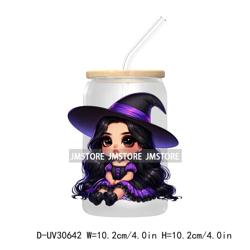 Spooky Cartoon Halloween Characters UV DTF Transfer Stickers Decals For Libbey Cold Cups Mugs Tumbler Waterproof Baby Princess