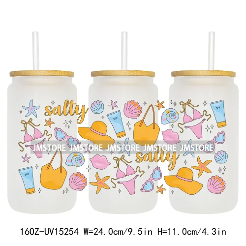 Summer Season Salty Beach UV DTF Stickers Ready to Transfer Cup Wrap Custom Labels DIY Craft For Libbey Can Glass Tumblers Mugs