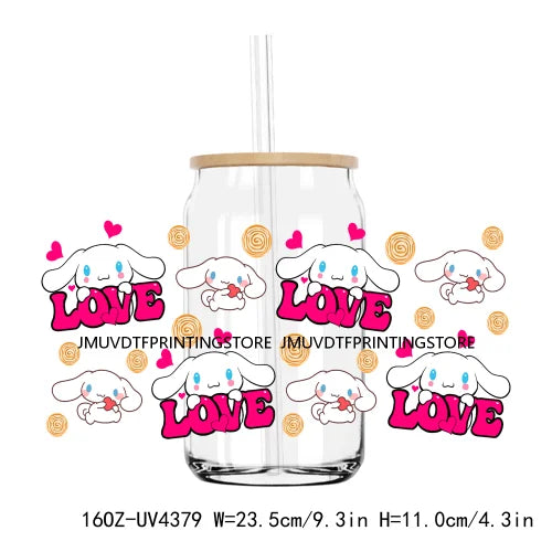 Cute Cartoon Cat Cow 16OZ UV DTF Cup Wrap Transfers Stickers Baseball Girl Custom Label DIY Waterproof Logo For Libbey Glass Can