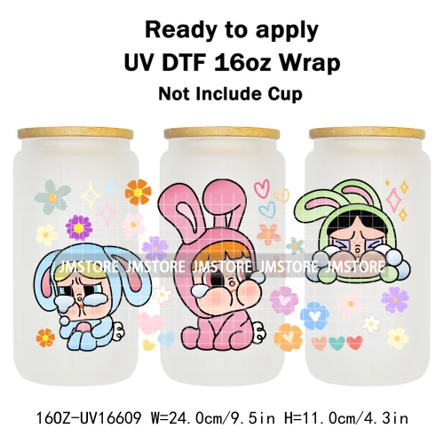 Floral Monsters Cartoon Characters UV DTF Wraps Transfer Stickers Waterproof Logo High Quality For 16OZ Libbey Glass Can Tumbler