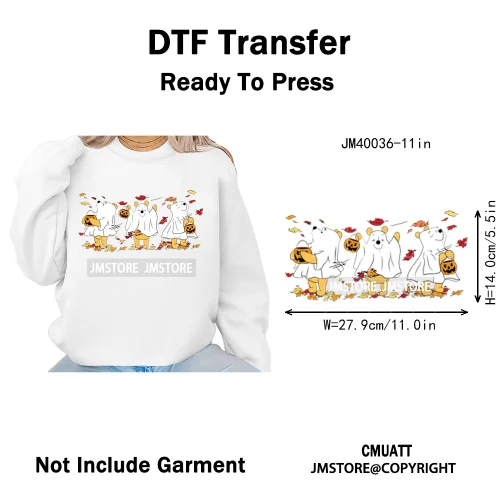 Happy Halloween Nightmare Cartoon Character Pumpkin Skeleton Iron on DTF Washable Transfers Stickers Ready to Press for T-shirts