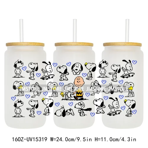 Trendy Cartoon Friends Coffee 16OZ UV DTF Cup Wraps Ready To Apply Waterproof Transfer Stickers For Libbey Glass Can Tumbler