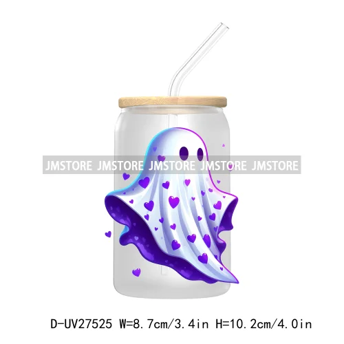 Cute Ghost Stay Spooky Halloween Pumpkin UV DTF Transfer Stickers Decals For Libbey Cold Cups Mugs Tumbler Waterproof Craft Boo