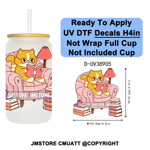 Fantasy Book Lover Gifts Positive Quotes UV DTF Decals Ready To Apply Waterproof Transfer Stickers For 16OZ Libbey Glass Can Cup