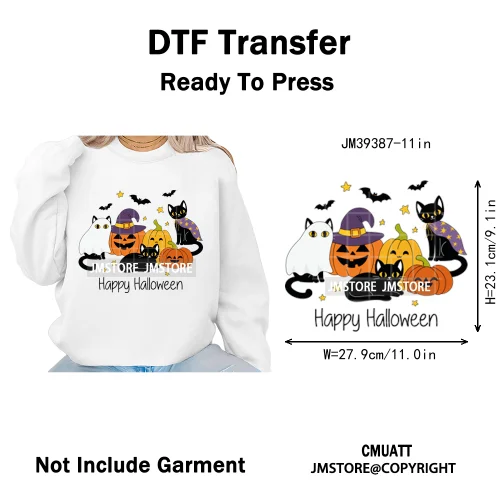 Sweet Spooky Ghost Boo Coquette Pumpkins Halloween Skeleton Iron on DTF Washable Transfers Stickers Ready to Press for T-shirts
