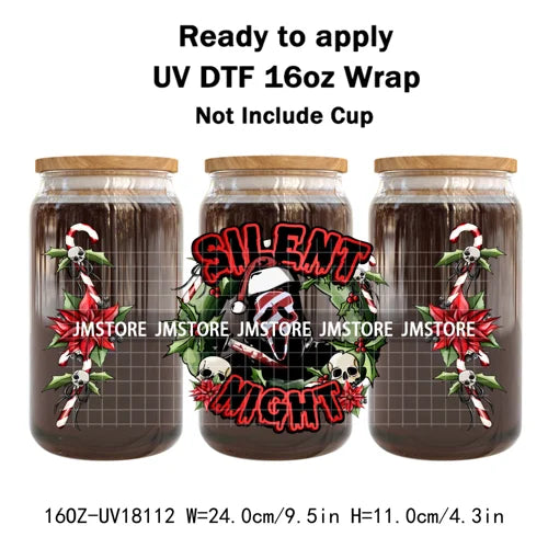 Christmas Cartoon Holiday Movie Friends UV DTF Cup Wrap Ready To Apply Transfer Stickers 16OZ Tumbler Wraps For Libbey Glass Can