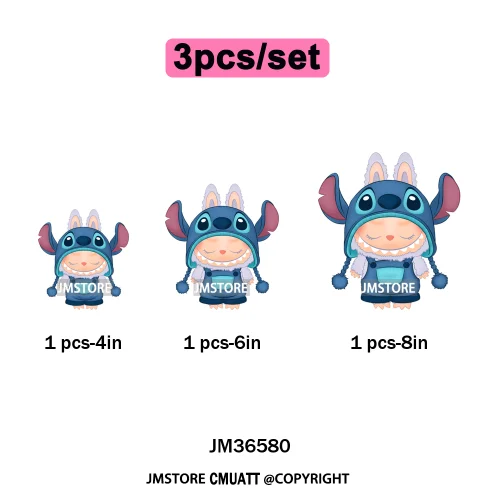 Cute Baby Cartoon Monster Doll Character Bow Girly Washable Decals Iron On DTF Heat Transfer Stickers Ready To Press for Clothes