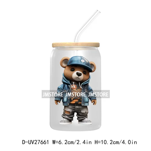 Hip Hop Urban Graffiti Teddy Bear UV DTF Transfer Stickers Decals For Libbey Cold Cups Mugs Tumbler Waterproof Trendy Bears Doll