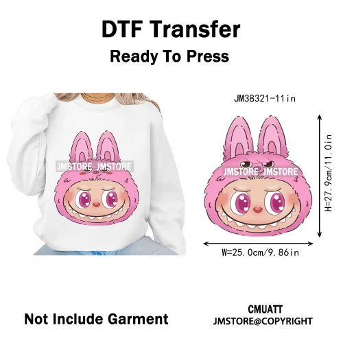 New Cartoon Costume Monster Dolls Lover DTF Printing Decals Iron on Washable Transfers Stickers Ready to Press for T-shirts