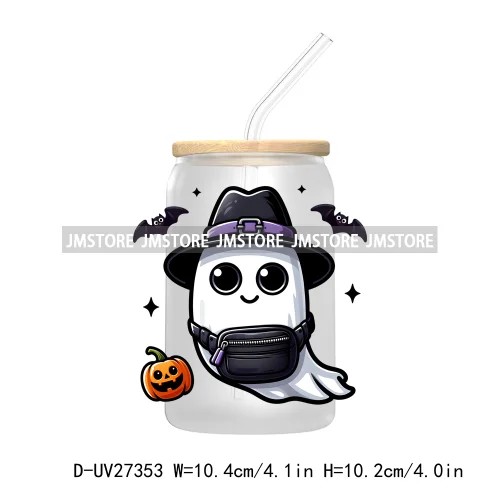 Funny Witch Ghosts Halloween Bat UV DTF Transfer Stickers Decals For Libbey Cold Cups Mugs Tumbler Waterproof Craft Spooky Vibes