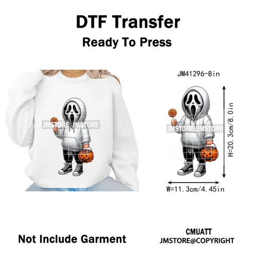Spooky Halloween Scary Ghost Pumpkin Mama Kids Family Love Iron on Washable DTF Transfers Stickers Ready to Press for Textile