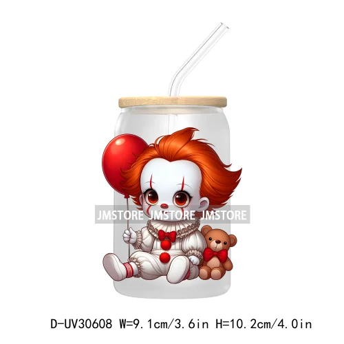 Horror Halloween Baby Girl Movie Killer UV DTF Transfer Sticker Decals For Libbey Cold Cup Mug Tumbler High Quality Cartoon Bear