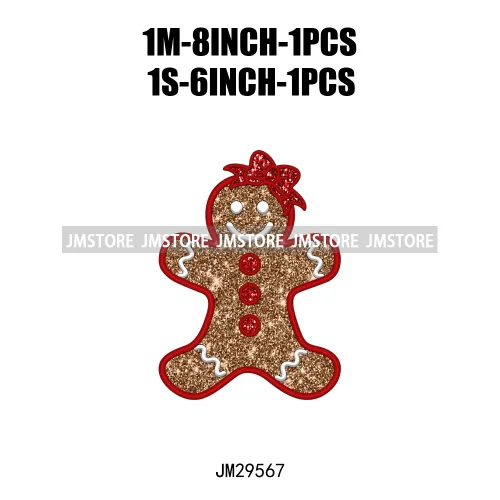 Faux Sequins Glitter Merry Christmas Santa Tree Gingerbread Deer Season Designs Iron On DTF Heat Transfers Stickers For T-shirts