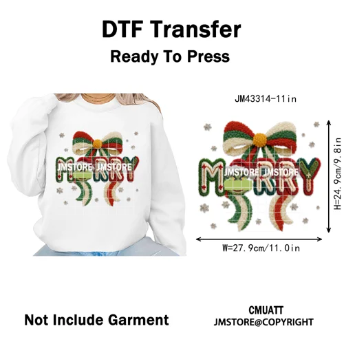 Latch Hook Faux Yarn Cartoon Movie Friends Merry Christmas Iron on Washable DTF Transfers Stickers Ready to Press for Textiles