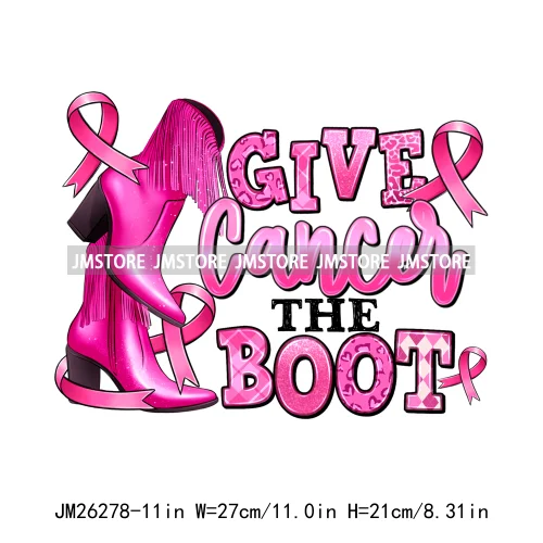 Faith Hope Love In October We Wear Pink Fight Breast Cancer Survivor Queen DTF Iron On Heat Press Transfer Stickers For Clothing