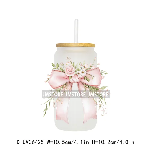 Colorful Bow Ribbon Bridal Birthday UV Sticker Decals For Libbey Cold Cups Mugs Tumbler Transfer Stickers Waterproof DIY Prints
